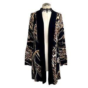 Vtg Y2K 'Red' Leopard Graphic Print Mcbling Grunge Goth Whimsigoth Open Cardigan